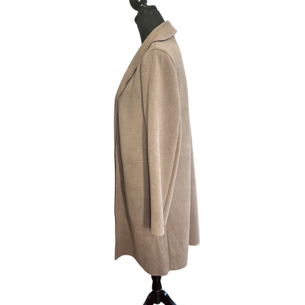 Philosophy Republic Clothing Faux Suede Open Front Coat Jacket XL Taupe Beige - Picture 3 of 9